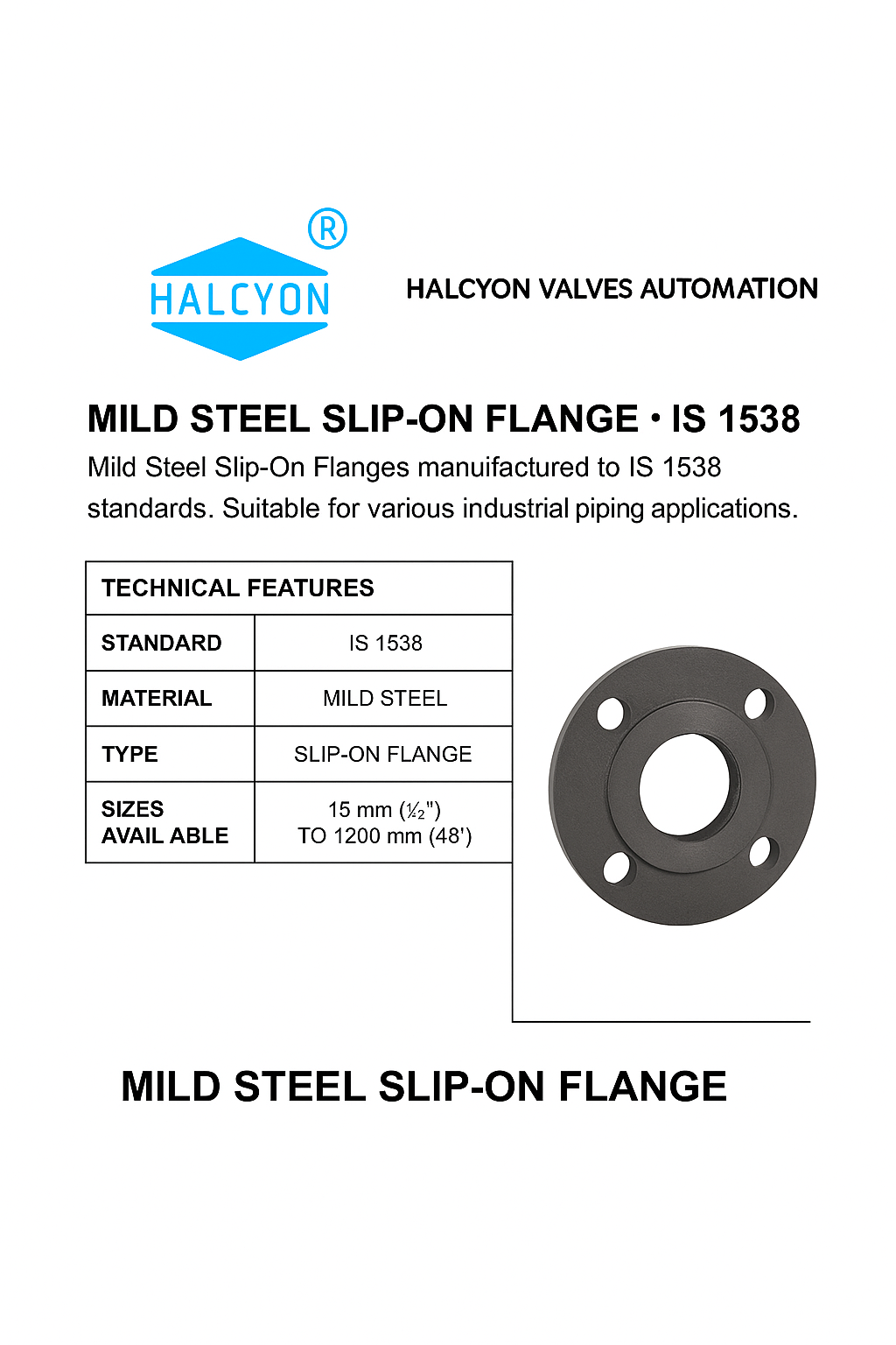 Slip On Flanges (As per IS 1538)