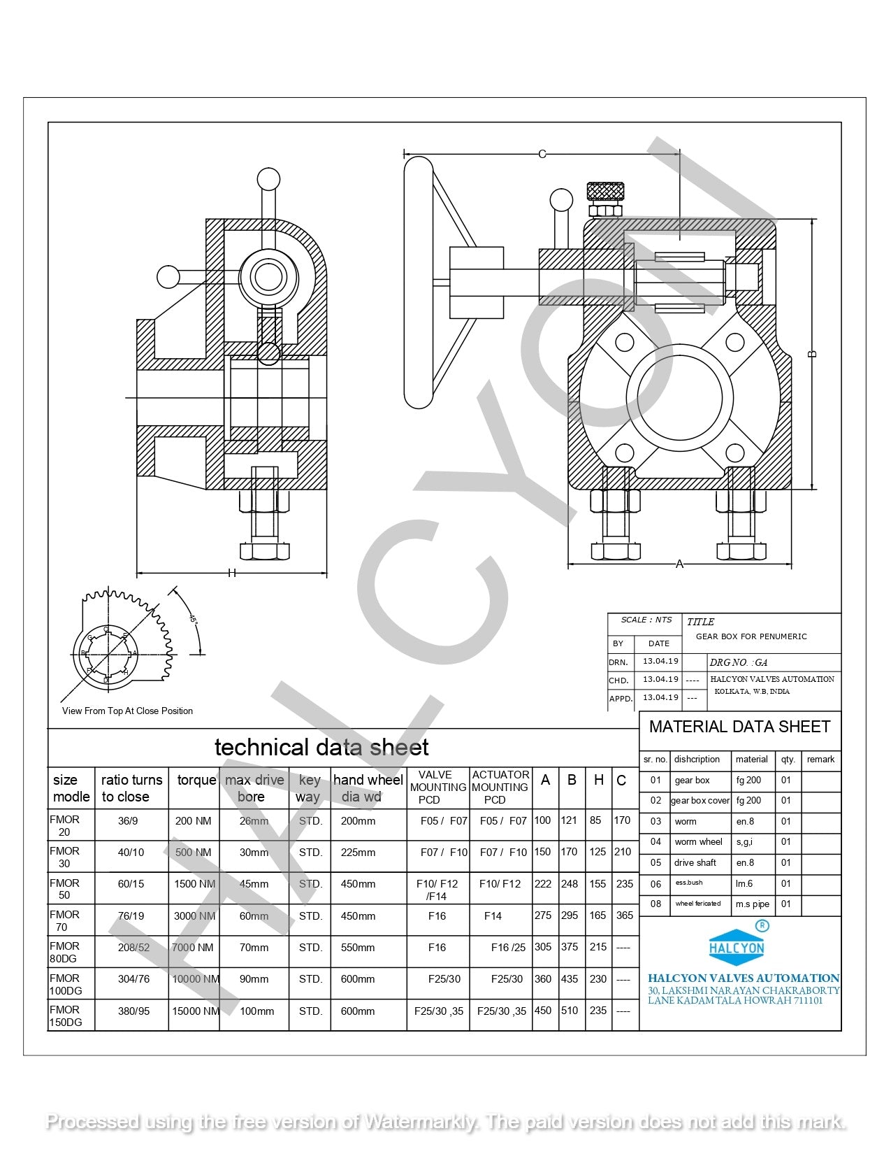 Manual Override Gear Box [Quarter Turn Valves]