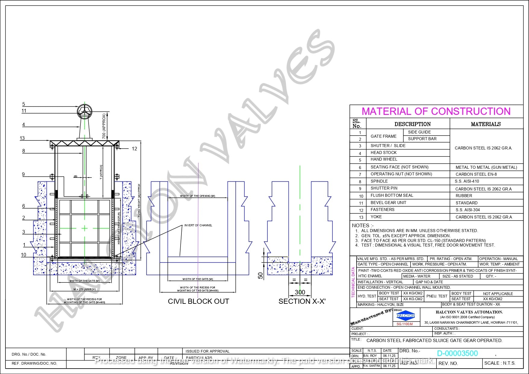 MS Fabricated Open Channel Sluice Gate